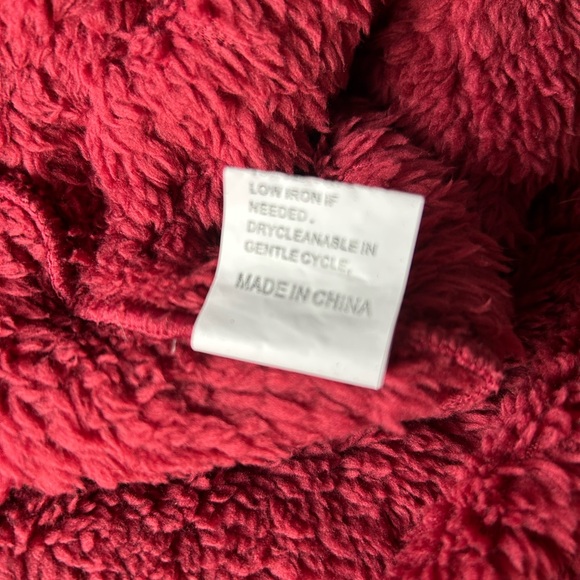 Cozy Red Sherpa Fleece Hooded Jumpsuit - Picture 6 of 6